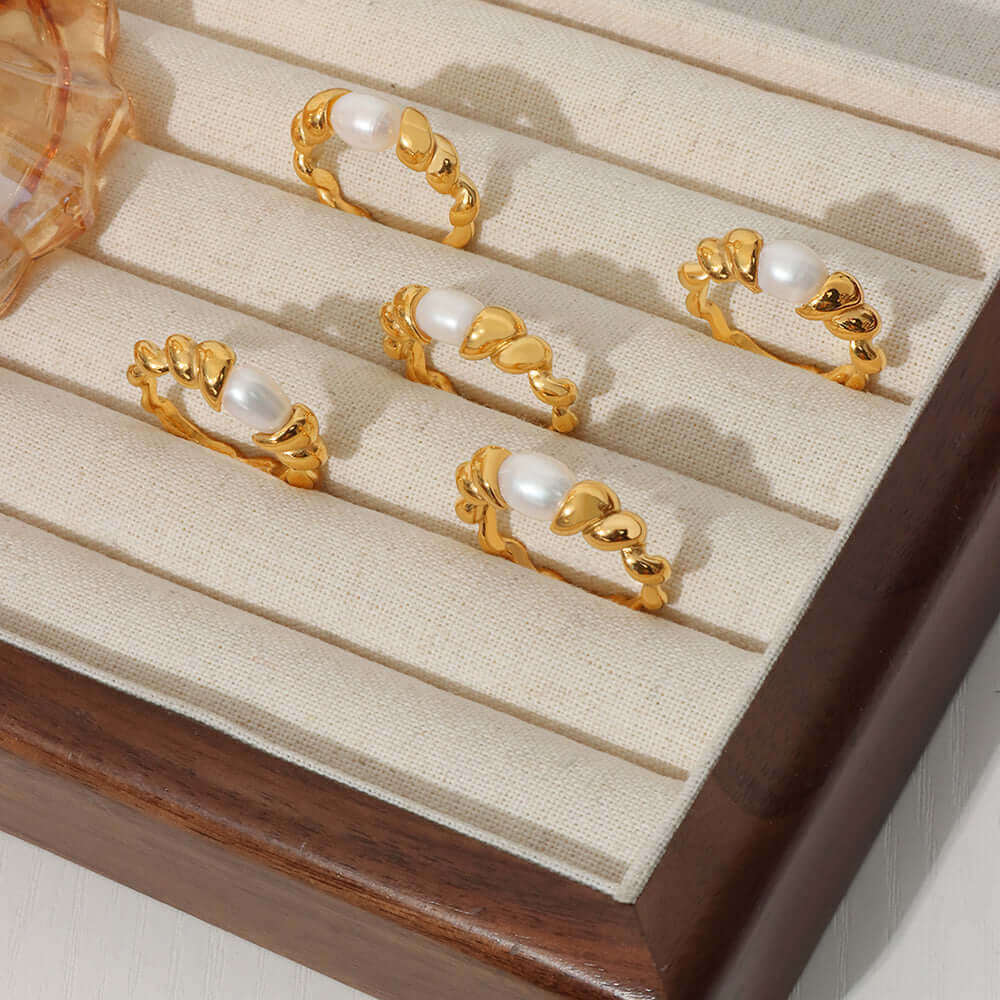 Gilded Spiral Pearl Ring