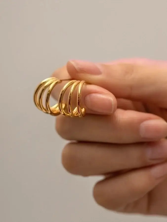 Gold Plated C-Shape Earrings
