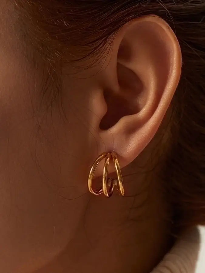 Gold Plated C-Shape Earrings
