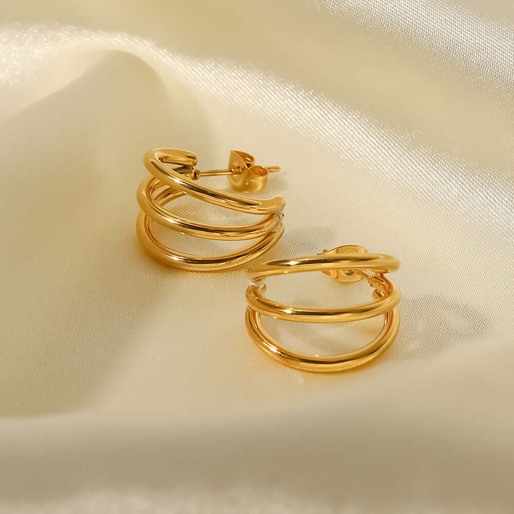 Gold Plated C-Shape Earrings