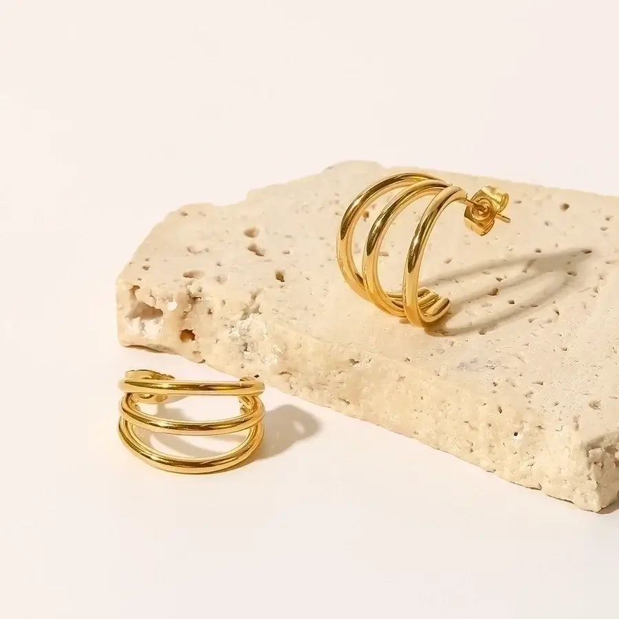 Gold Plated C-Shape Earrings