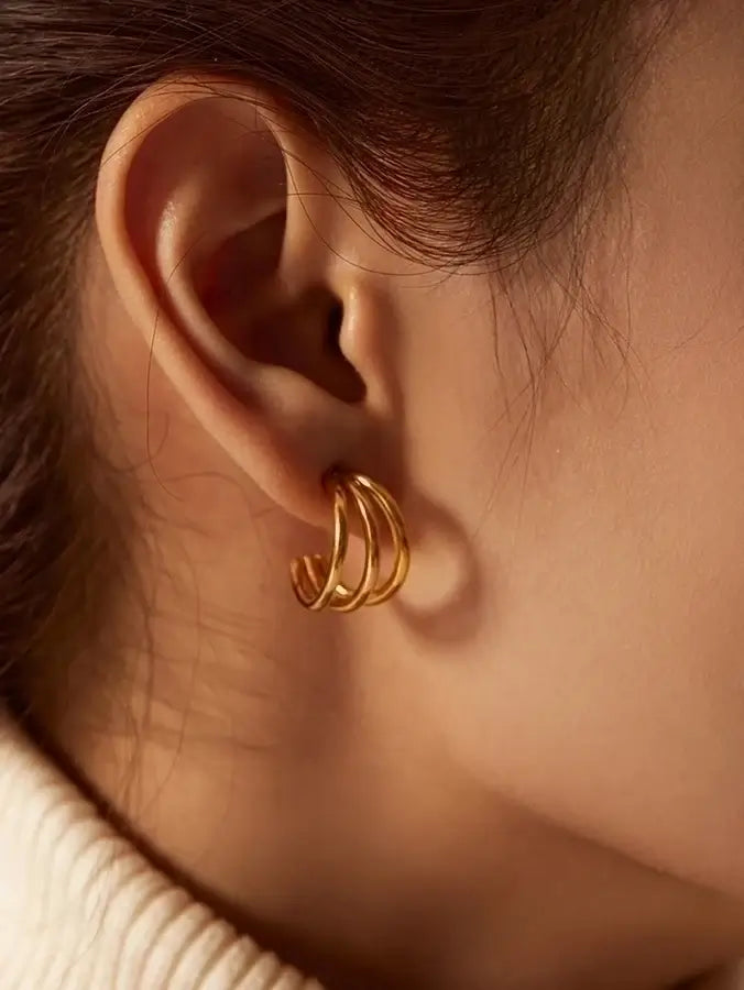 Gold Plated C-Shape Earrings