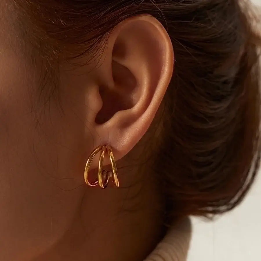Gold Plated C-Shape Earrings