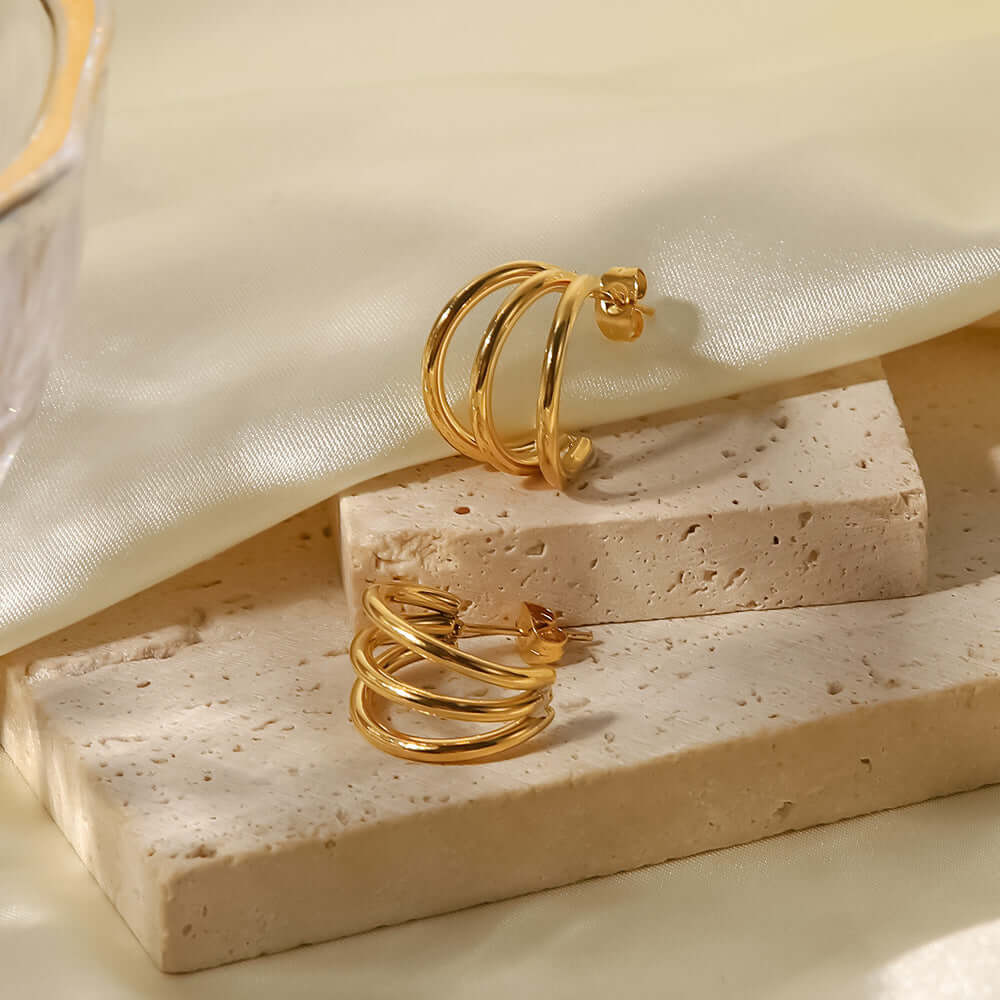Gold Plated C-Shape Earrings
