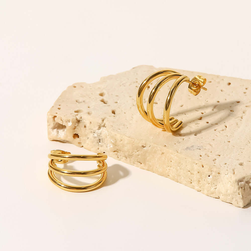Gold Plated C-Shape Earrings