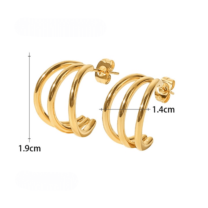 Gold Plated C-Shape Earrings