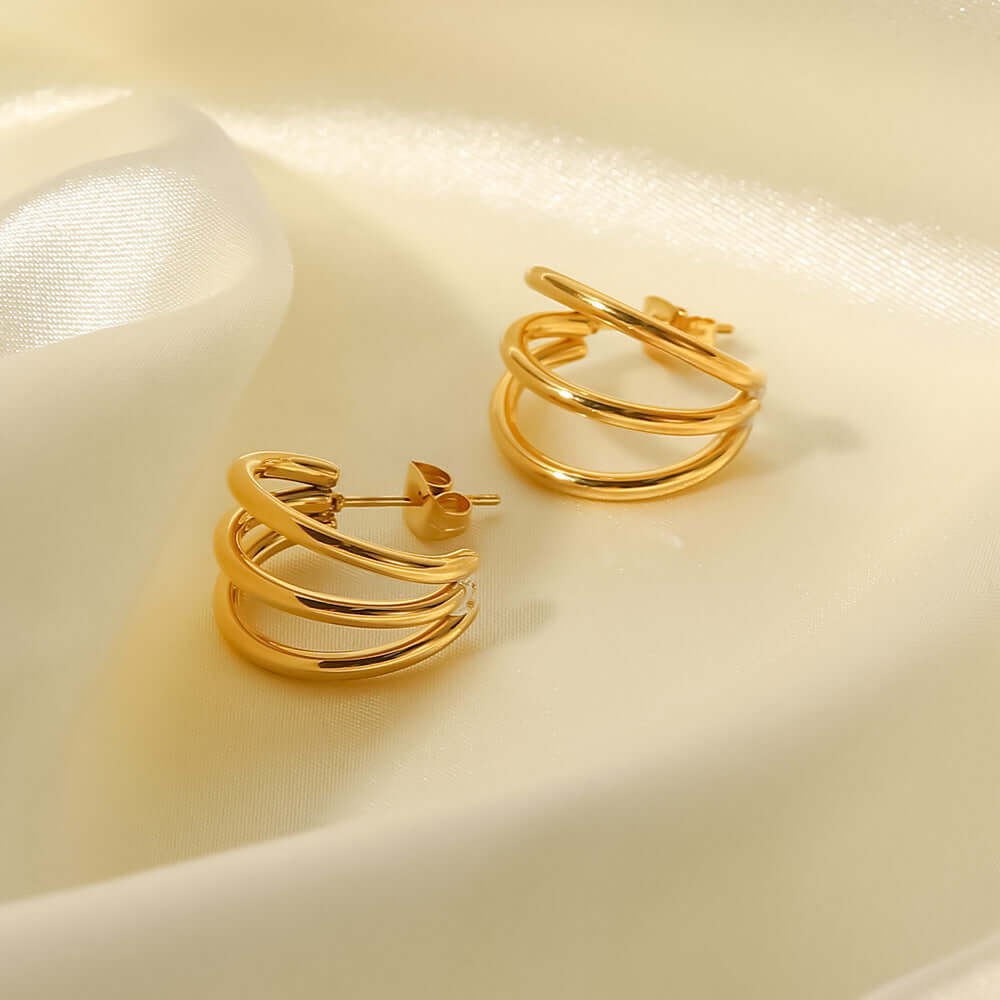 Gold Plated C-Shape Earrings