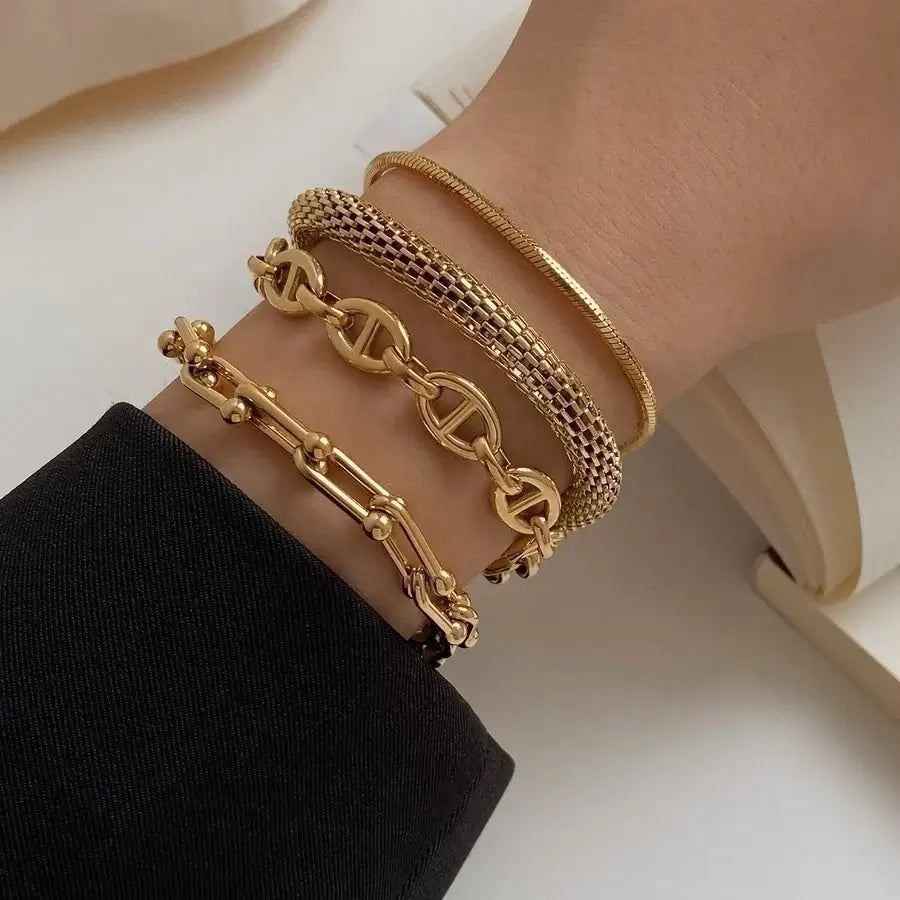 Gold Plated Simple Style Bracelets