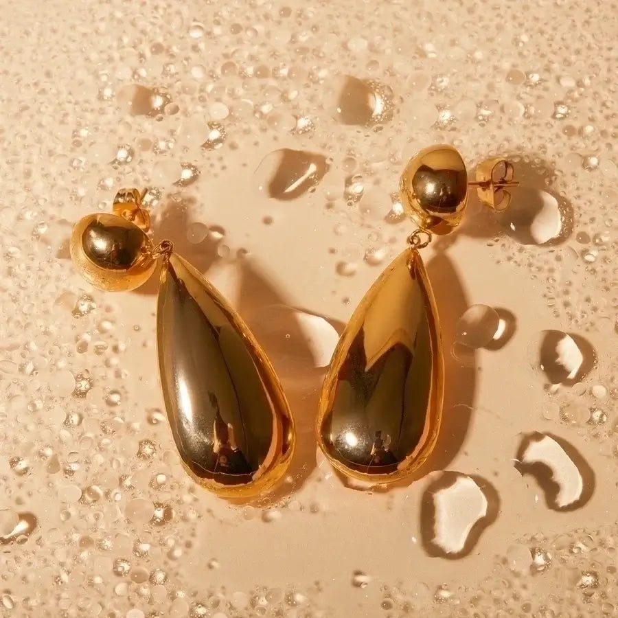 Golden Water Drop Earrings