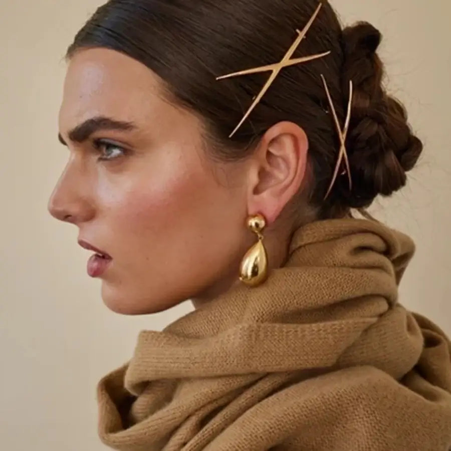 Golden Water Drop Earrings