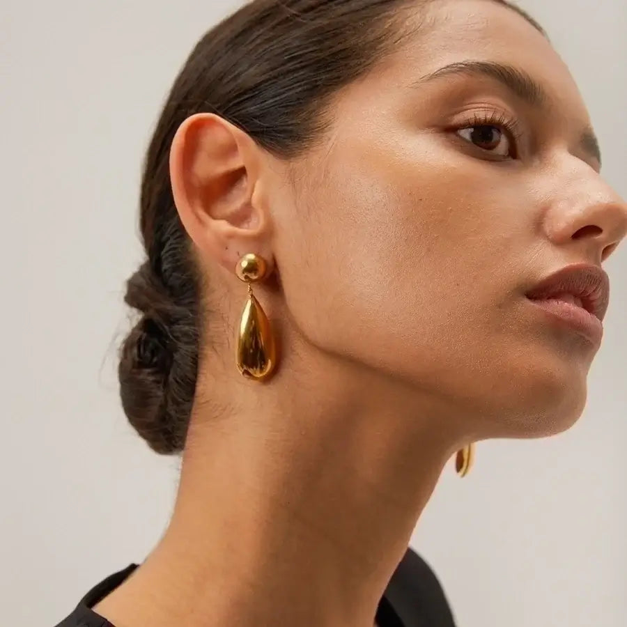 Golden Water Drop Earrings