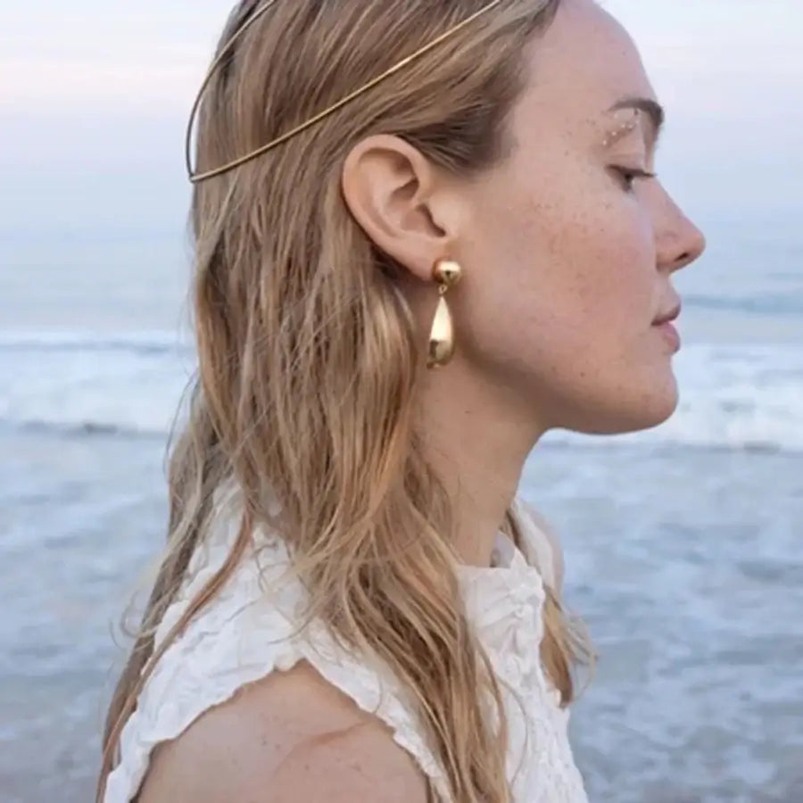 Golden Water Drop Earrings