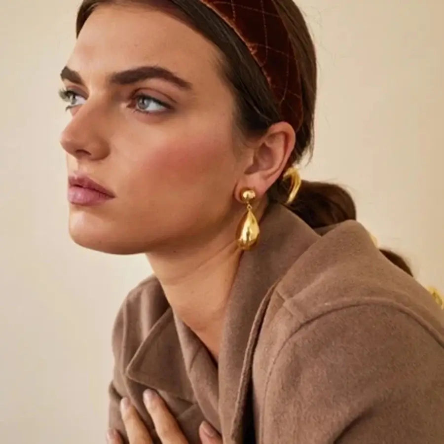 Golden Water Drop Earrings