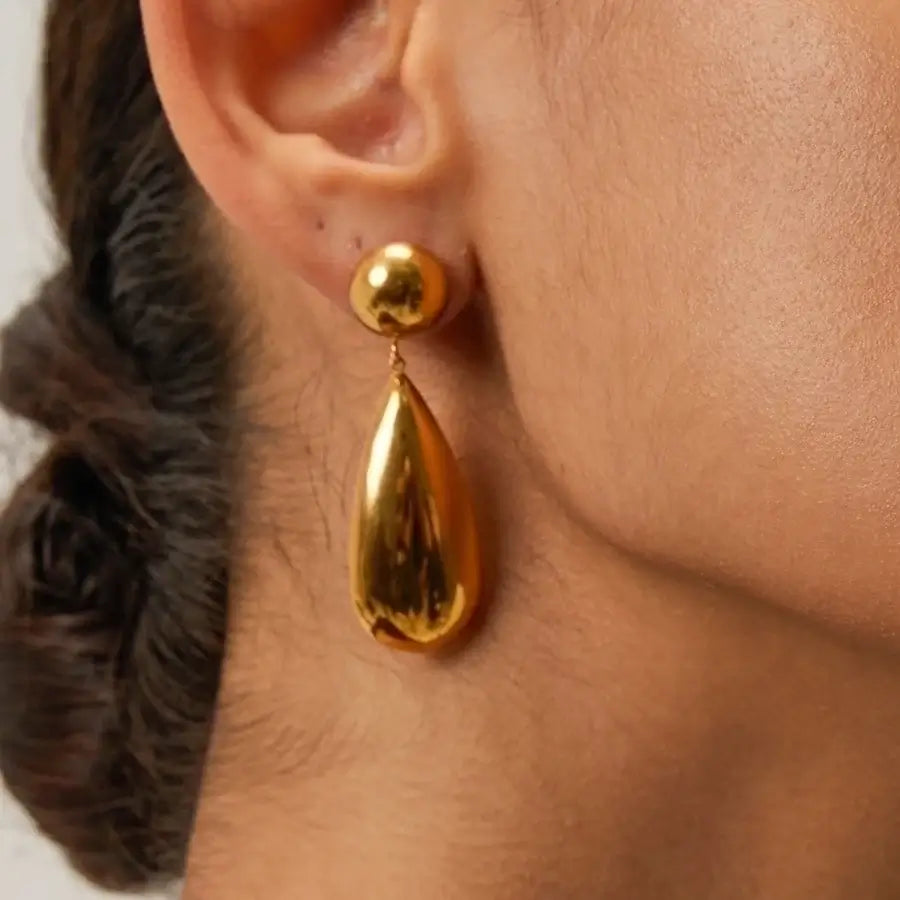 Golden Water Drop Earrings