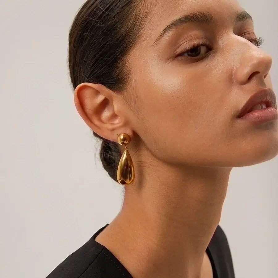 Golden Water Drop Earrings