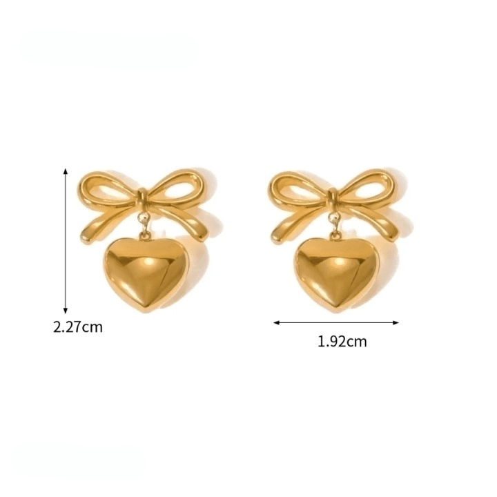 Heart Bow Knot Drop Earrings