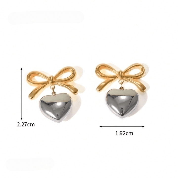 Heart Bow Knot Drop Earrings