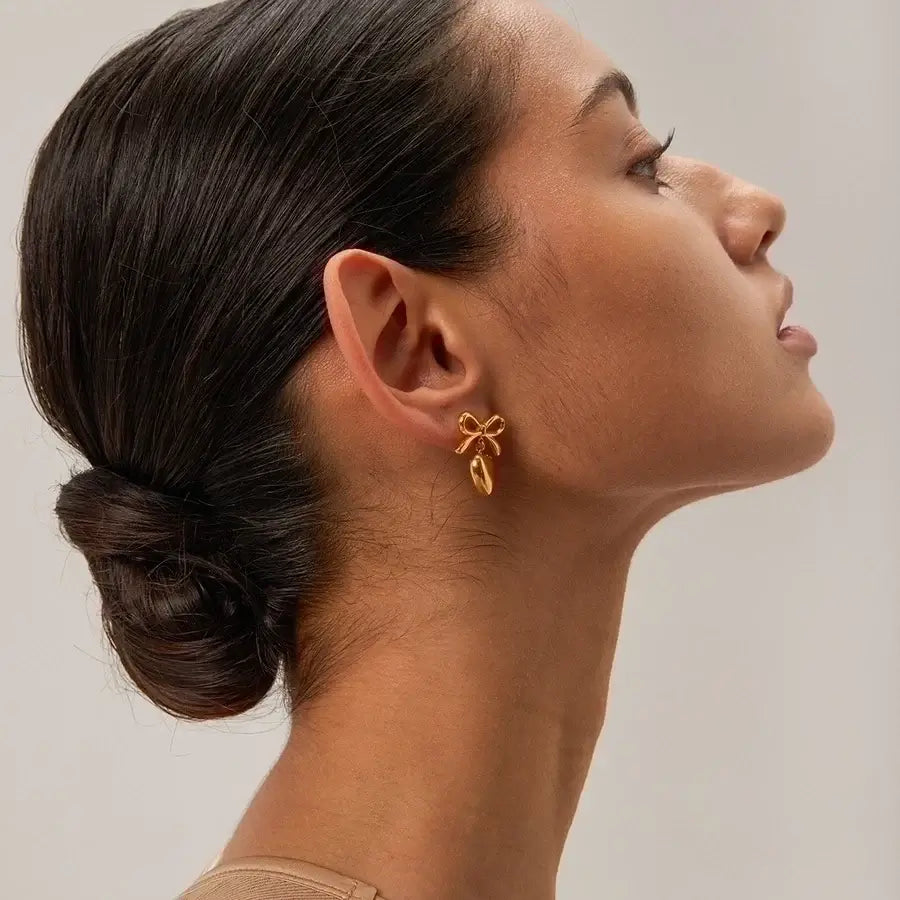 Heart Bow Knot Drop Earrings