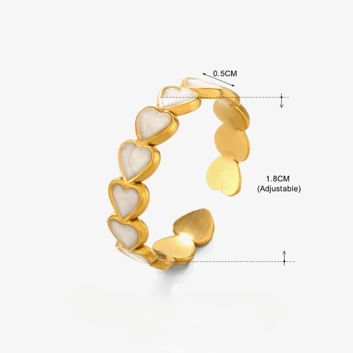 Heart Shape Enamel Open Ring