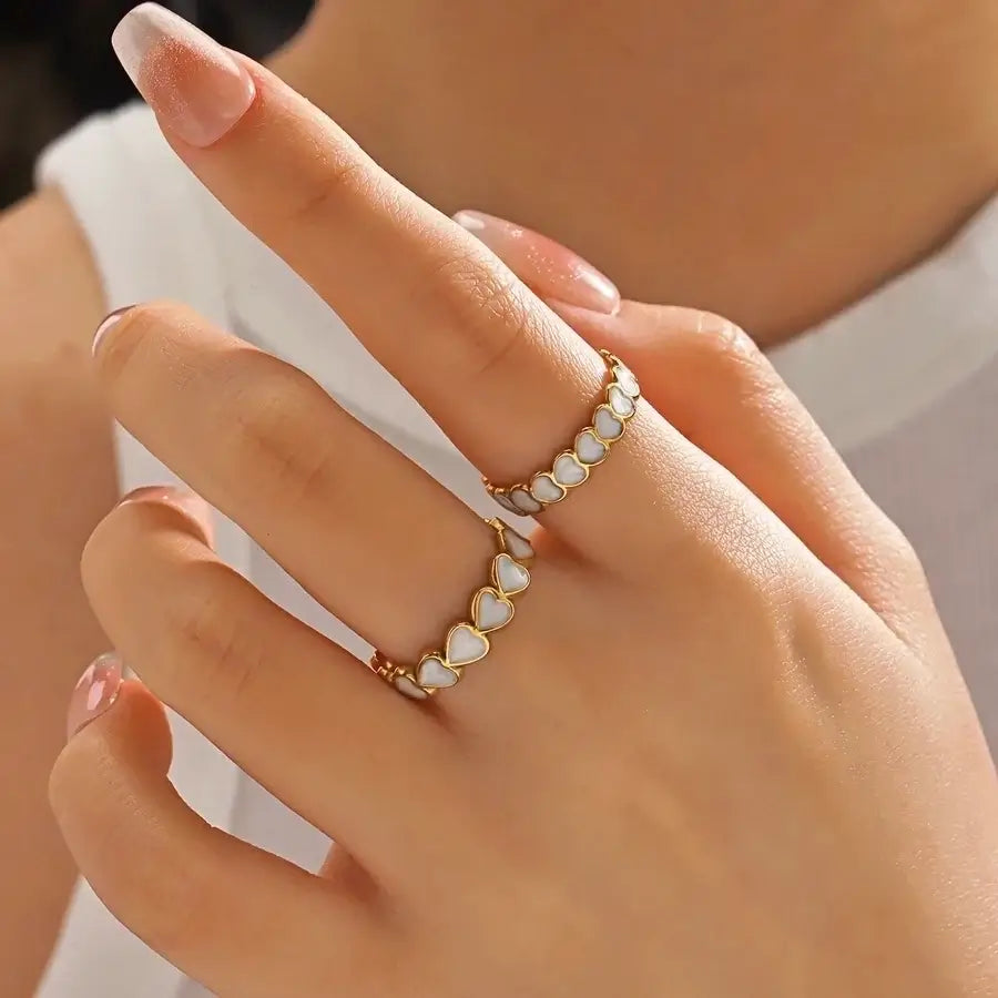 Heart Shape Enamel Open Ring