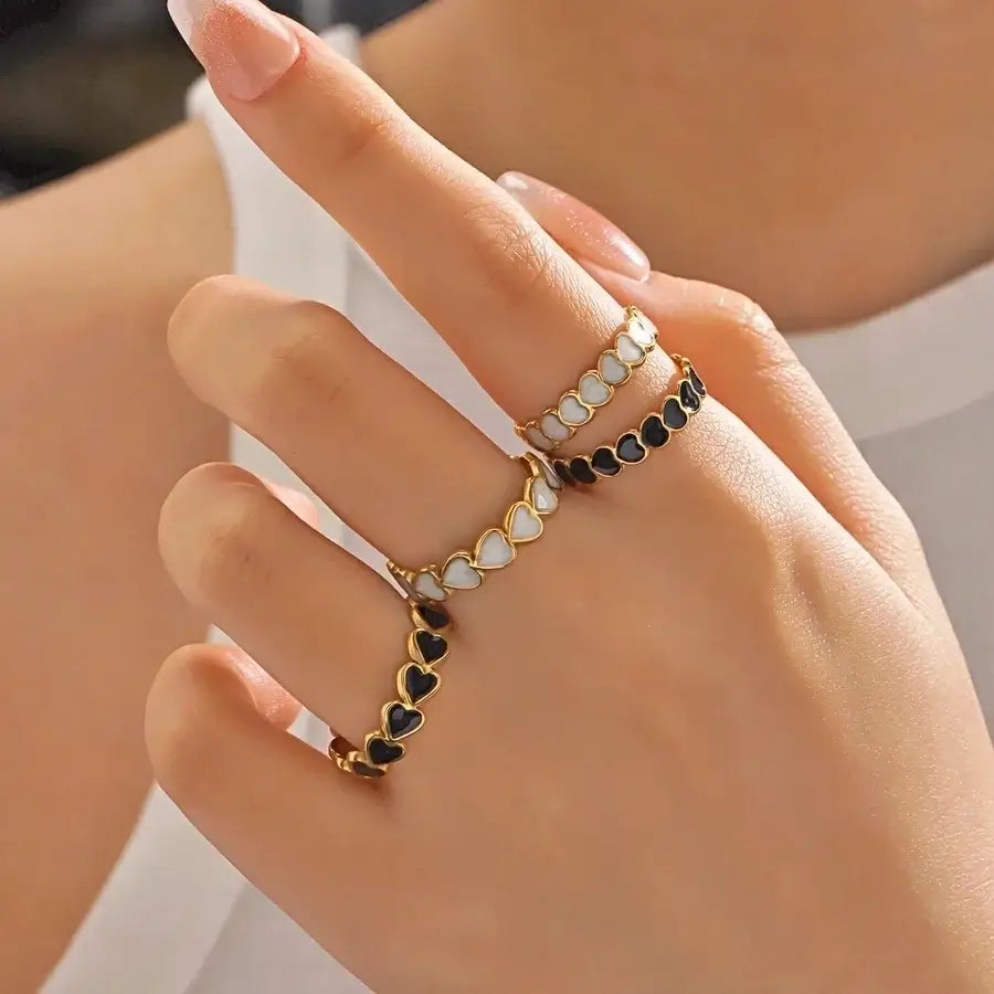 Heart Shape Enamel Open Ring