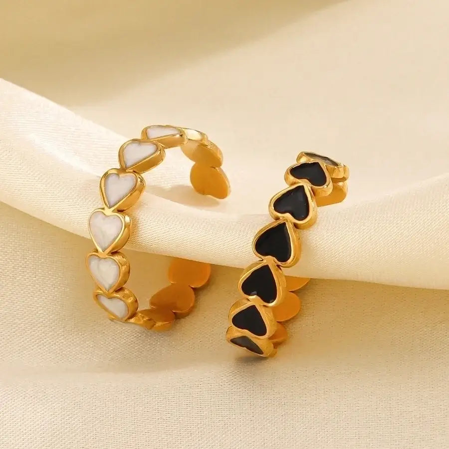 Heart Shape Enamel Open Ring