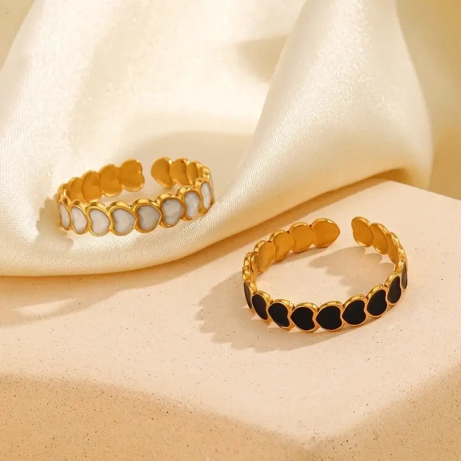 Heart Shape Enamel Open Ring