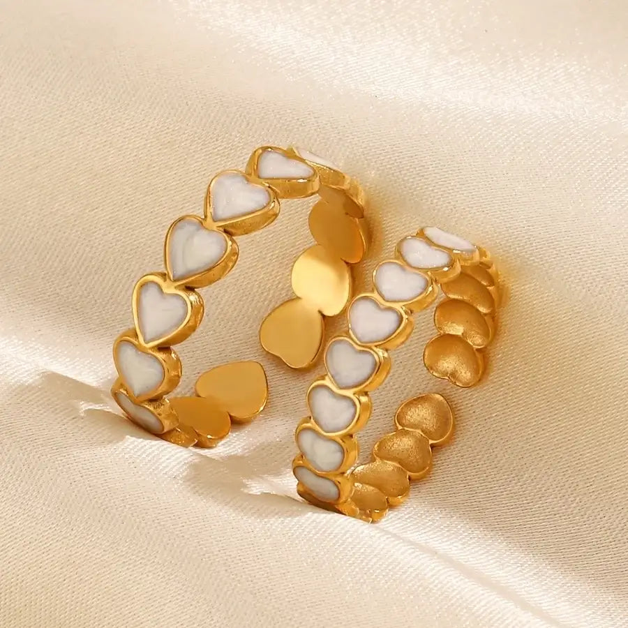 Heart Shape Enamel Open Ring