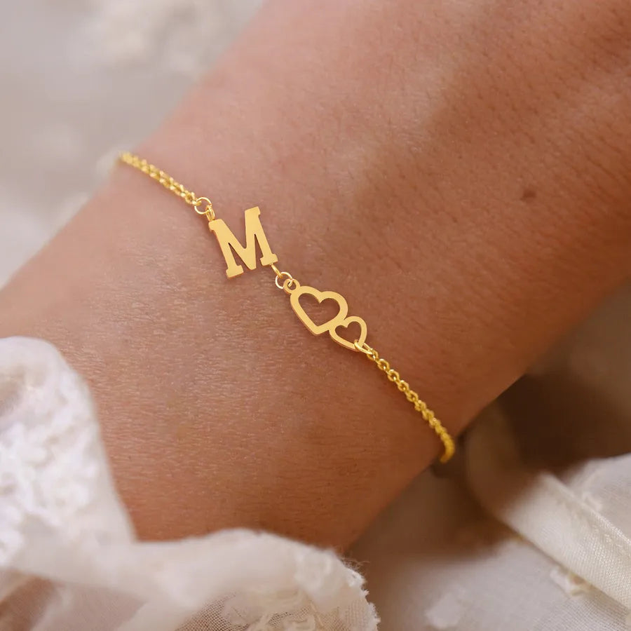 Loving Hearts Letter Bracelet