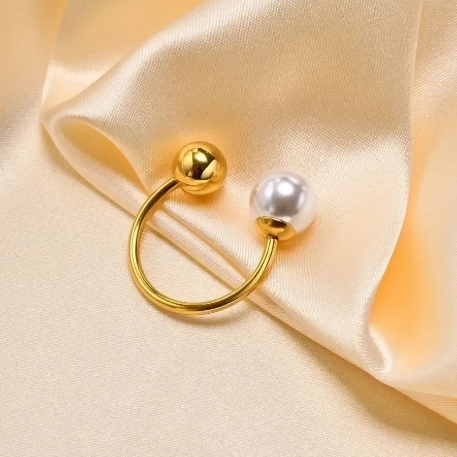 Pearl Inlay Open Ring