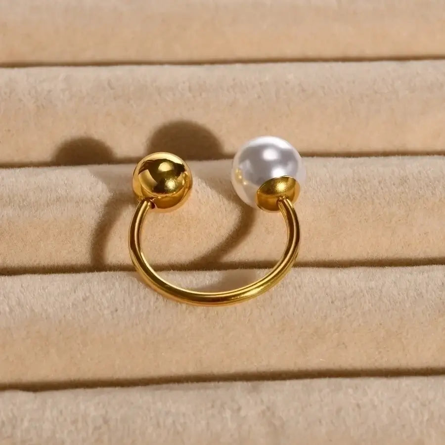 Pearl Inlay Open Ring