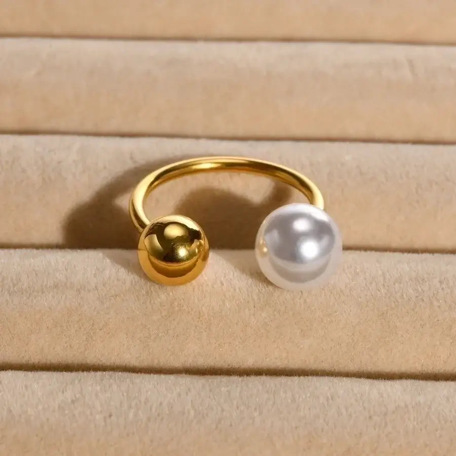 Pearl Inlay Open Ring