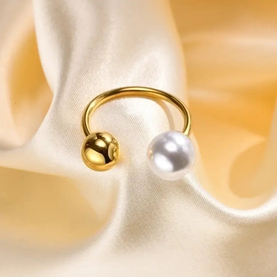 Pearl Inlay Open Ring
