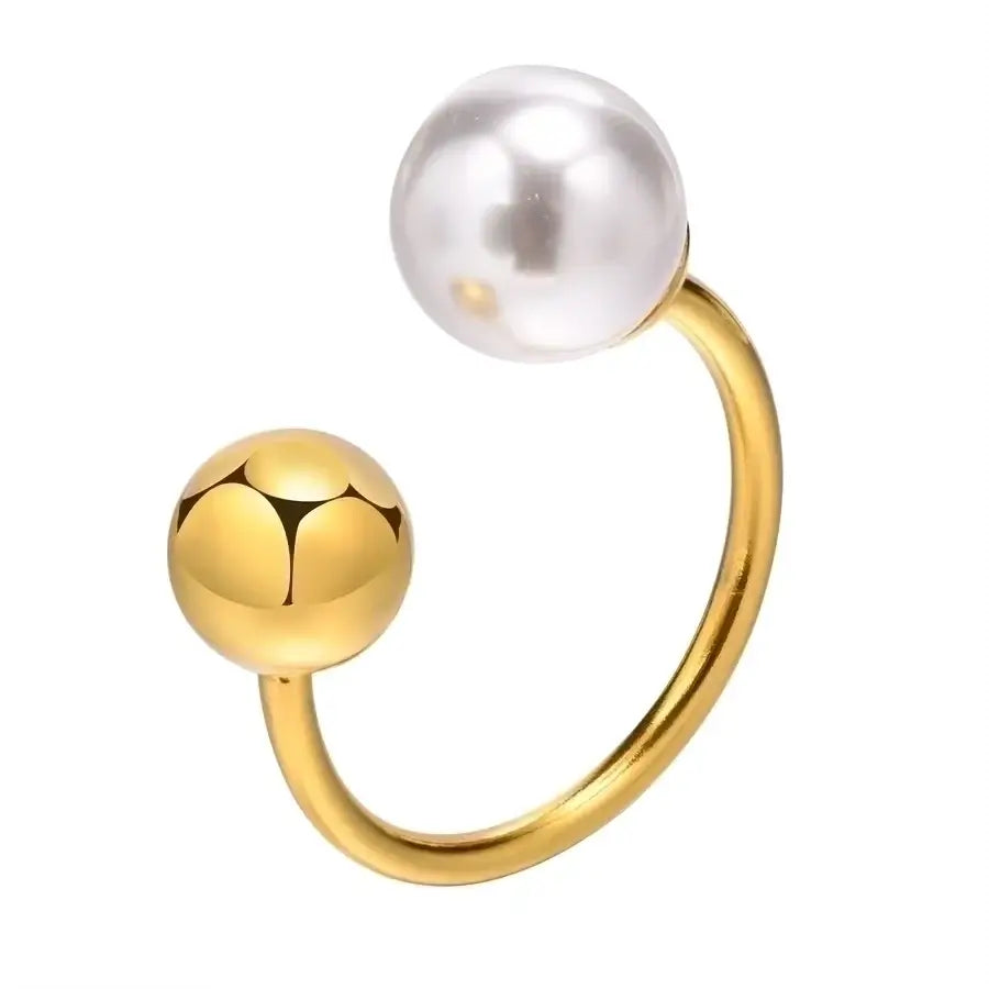 Pearl Inlay Open Ring