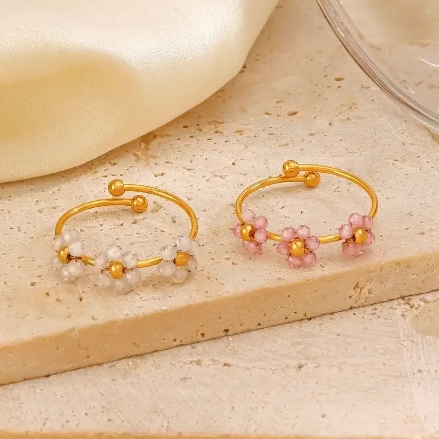 "Sweet Flower" Beaded Rings