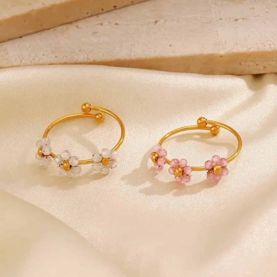 "Sweet Flower" Beaded Rings