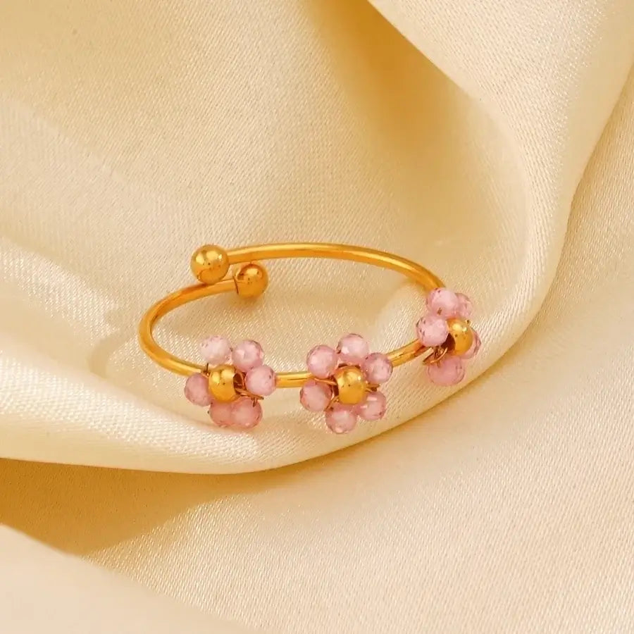 "Sweet Flower" Beaded Rings