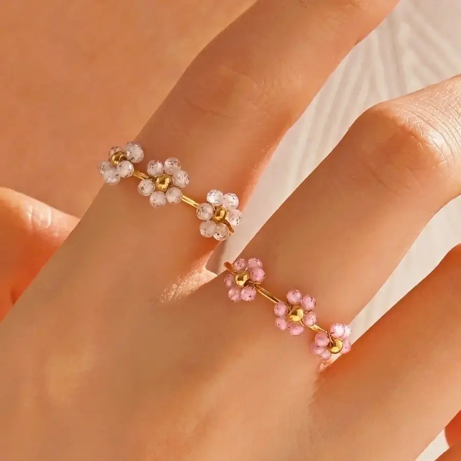 "Sweet Flower" Beaded Rings