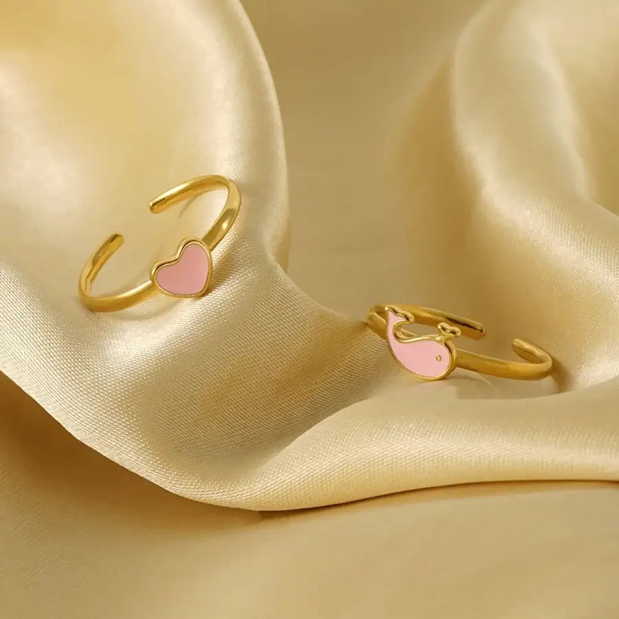 Love Dolphin Moon Heart Ring