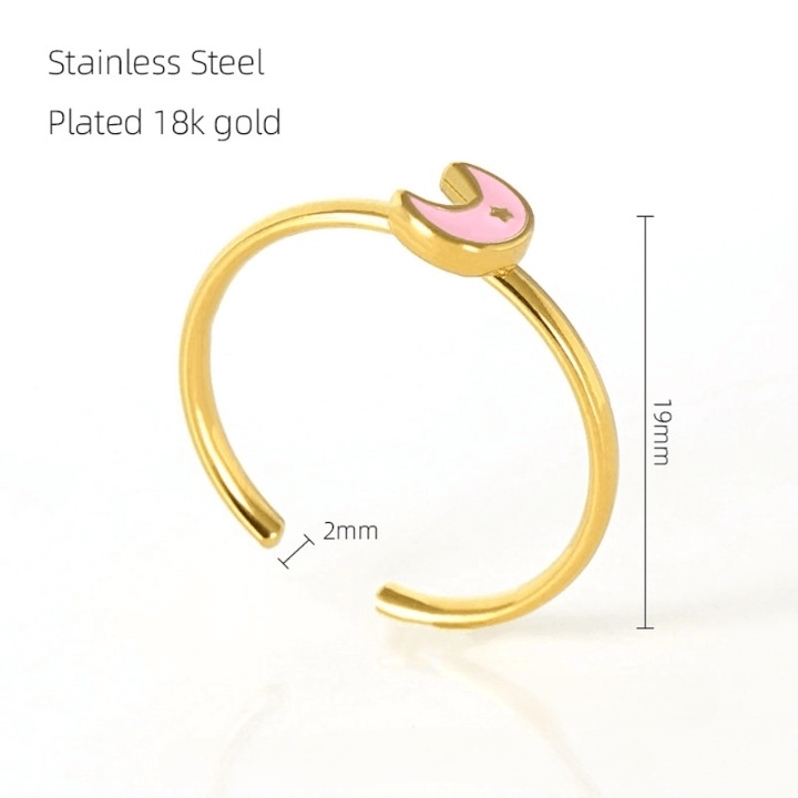 Love Dolphin Moon Heart Ring