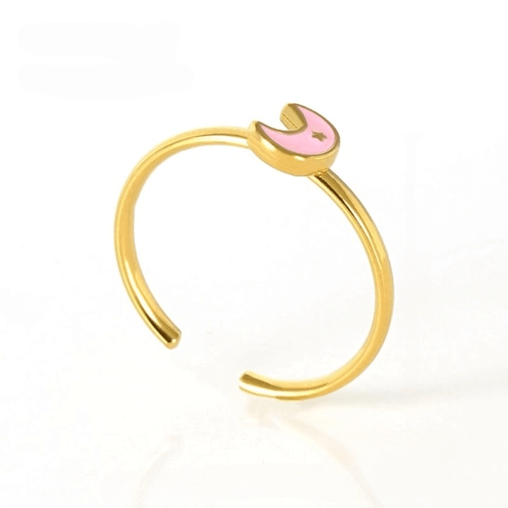Love Dolphin Moon Heart Ring