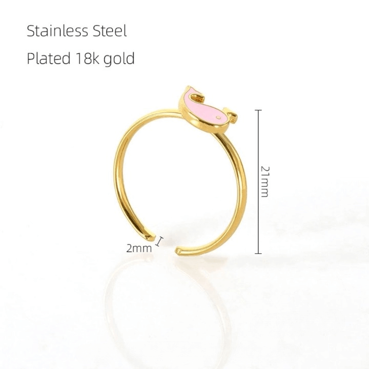 Love Dolphin Moon Heart Ring
