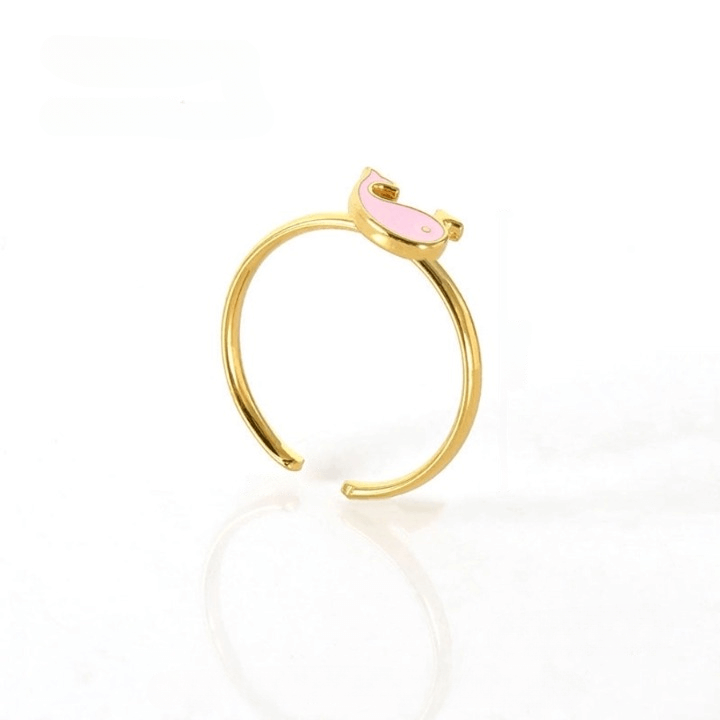 Love Dolphin Moon Heart Ring