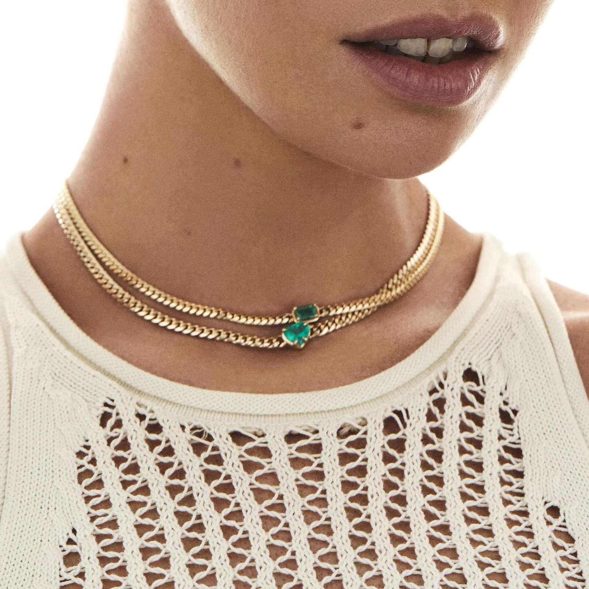 Casual Emerald 18K Gold Necklace