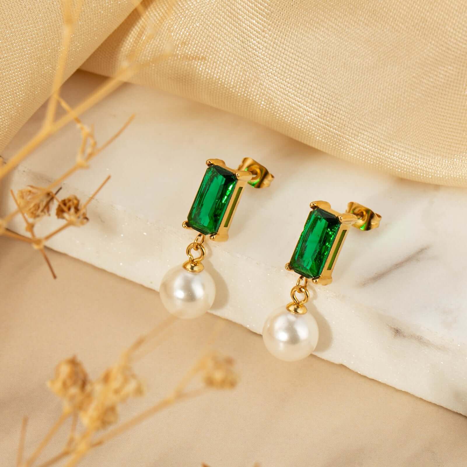 Elegant Pearl Zircon Drop Earrings