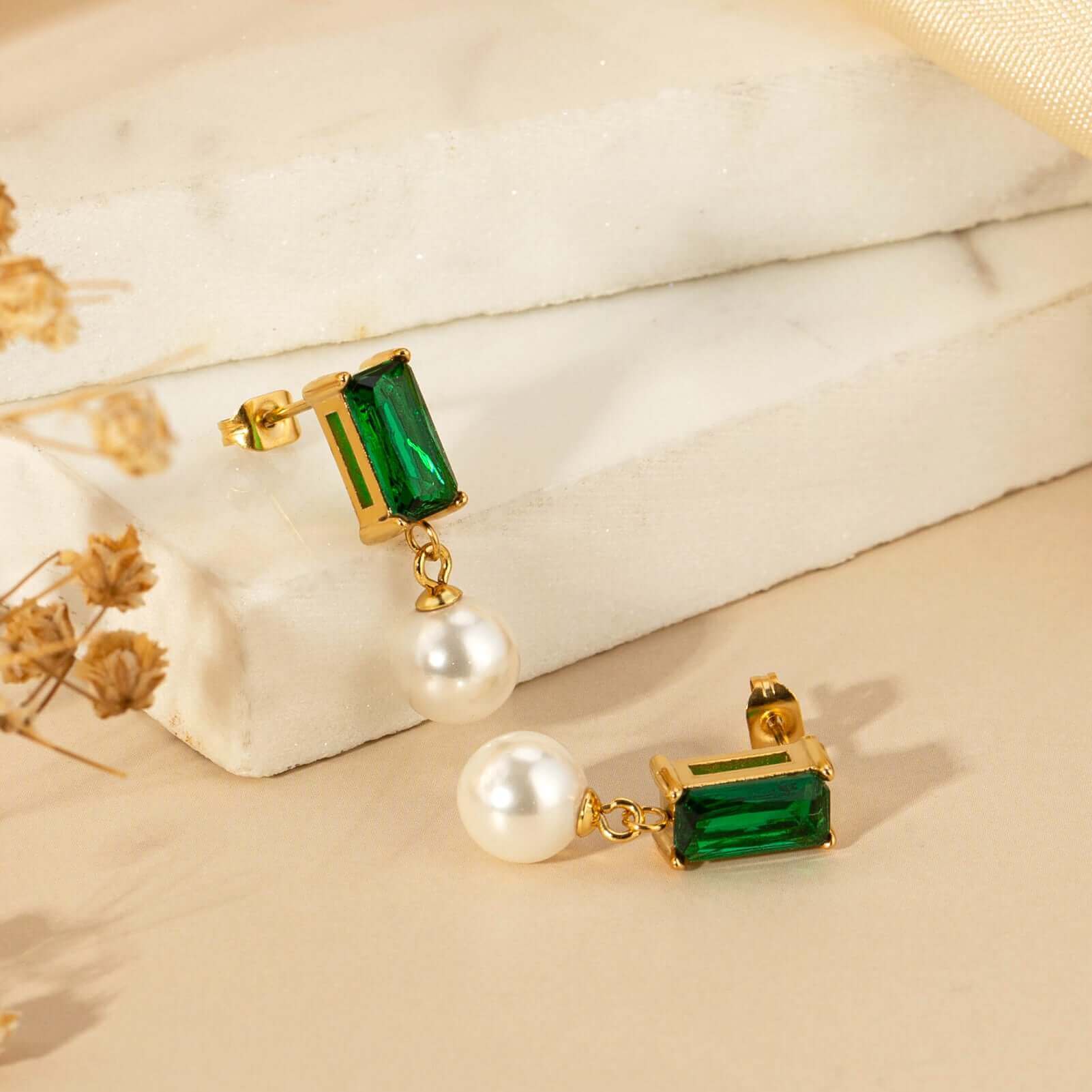 Elegant Pearl Zircon Drop Earrings