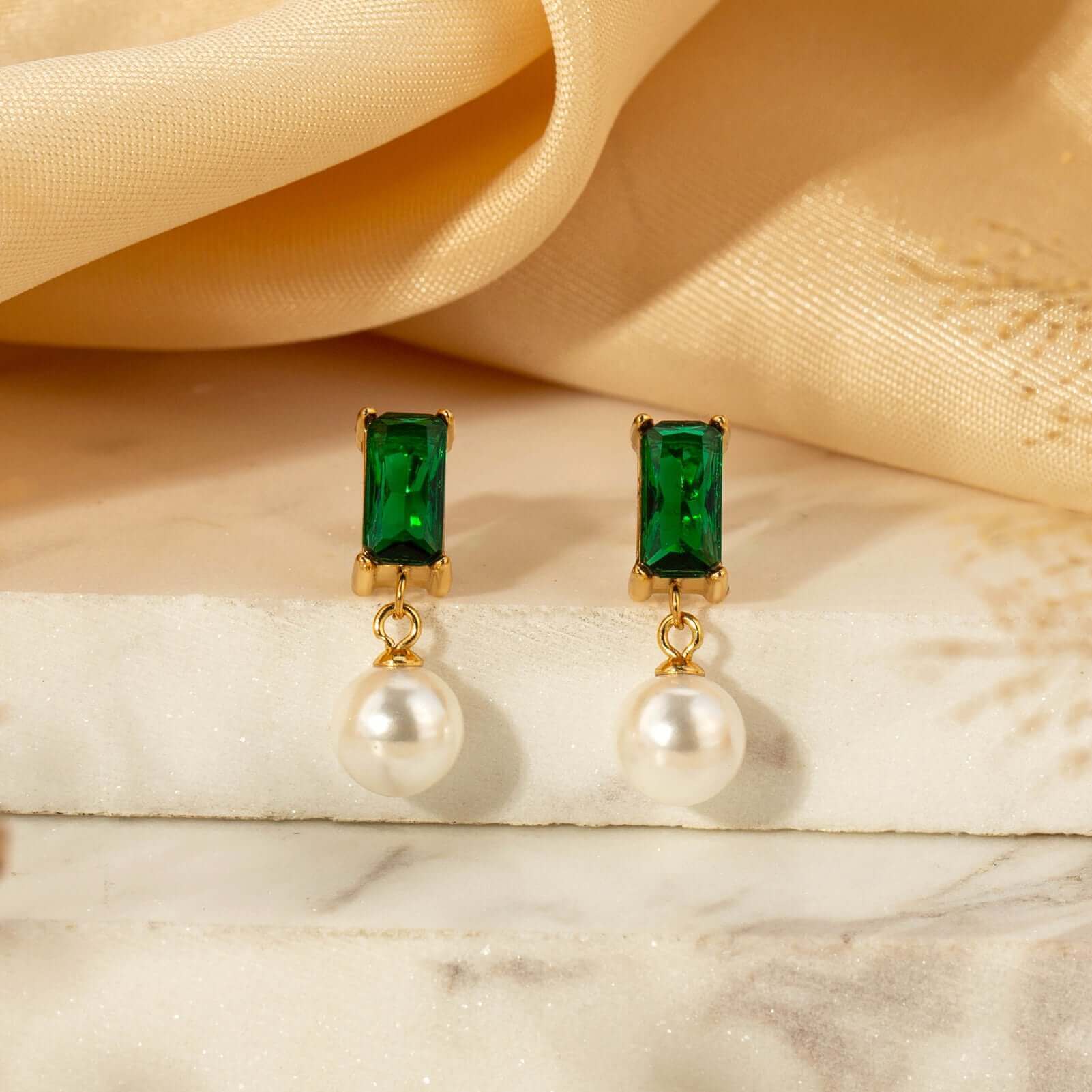 Elegant Pearl Zircon Drop Earrings