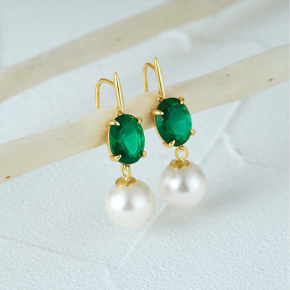 Elegant Pearl Zircon Drop Earrings