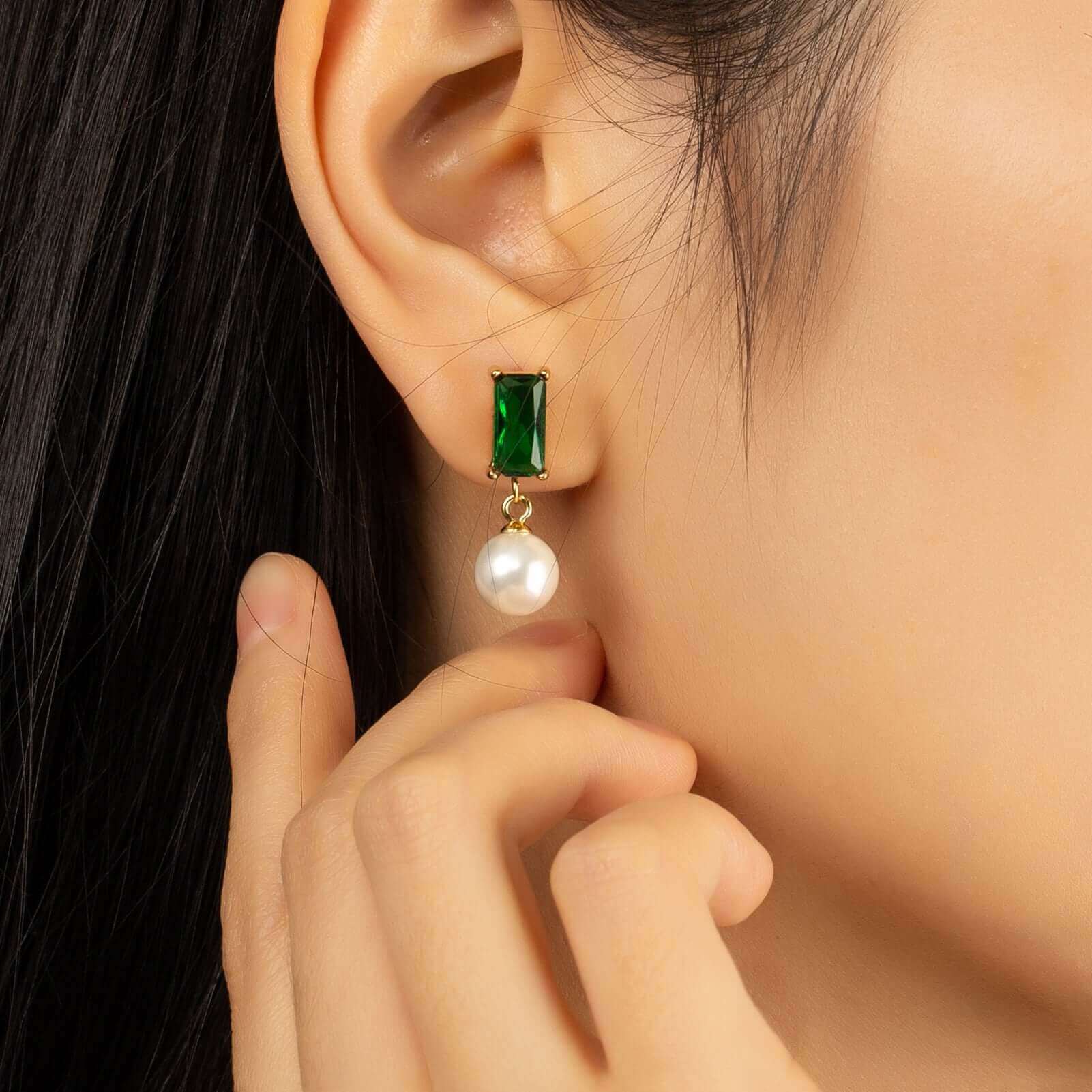 Elegant Pearl Zircon Drop Earrings