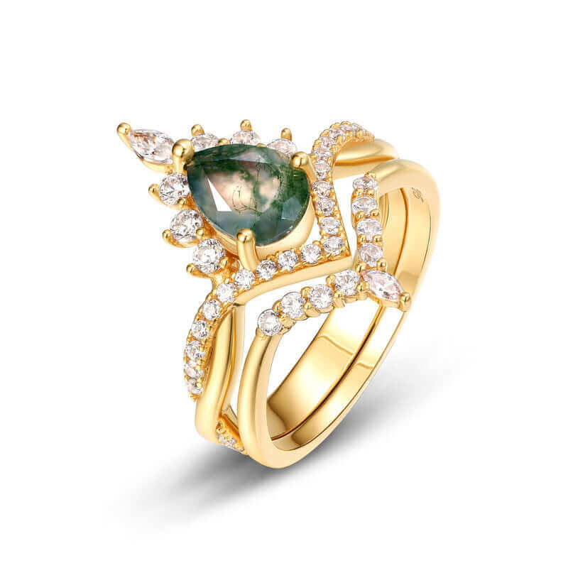 Moss Agate Queen Ring